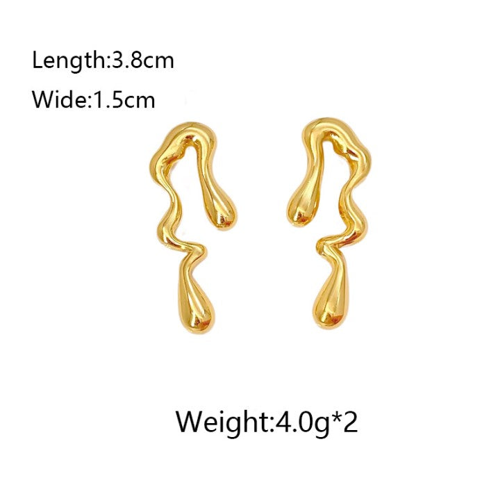 IRREGULAR WATERDROP ANTI TARNISH DROP EARRINGS