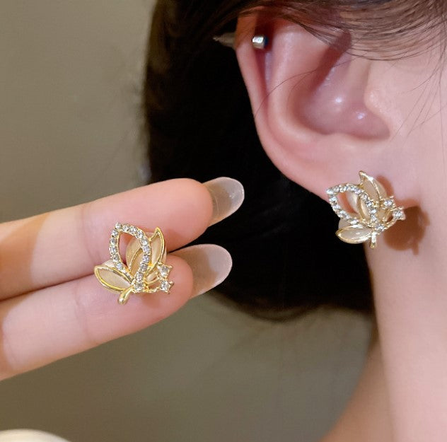 BUTTERFLY AD STONE KOREAN STUD EARRINGS