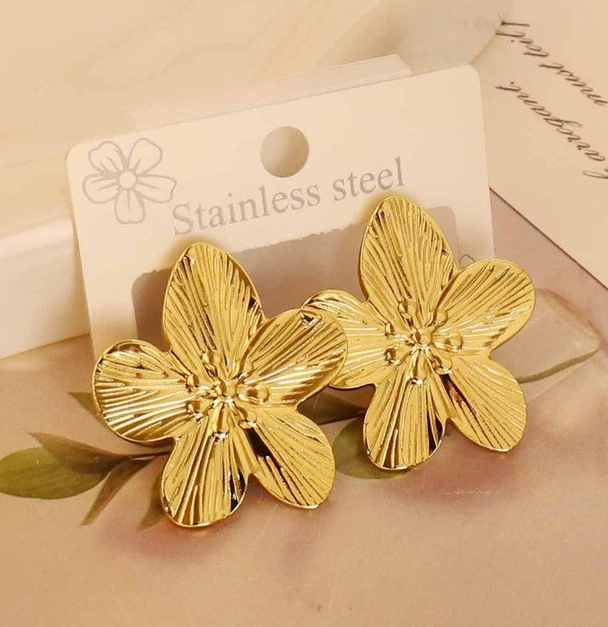 FLOWER ANTI TARNISH STUD EARRINGS