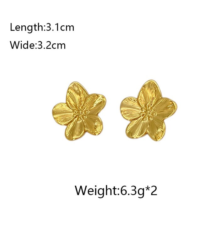 FLOWER ANTI TARNISH STUD EARRINGS