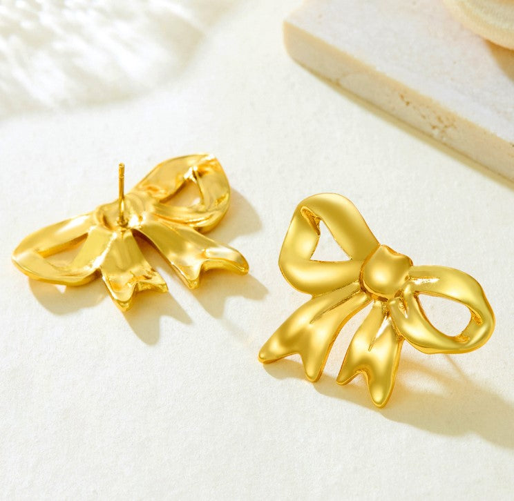 BOW TIE ANTI TARNISH STUDS EARRINGS