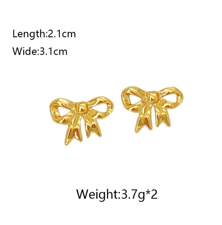 BOW TIE ANTI TARNISH STUDS EARRINGS