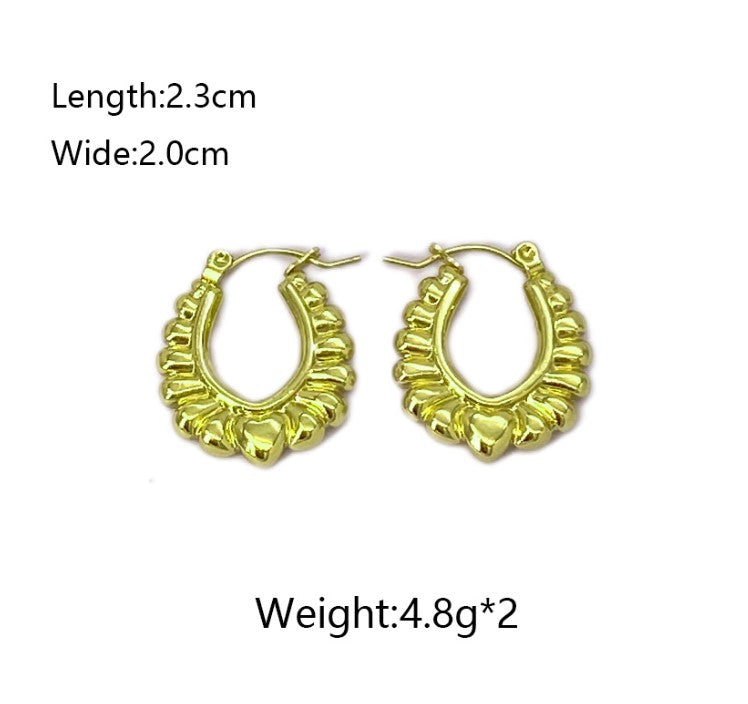 HEART ANTI TARNISH HOOP EARRINGS