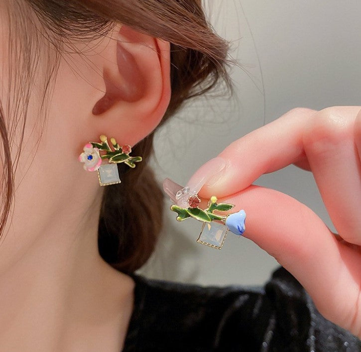 FLOWER KOREAN STUDS EARRINGS