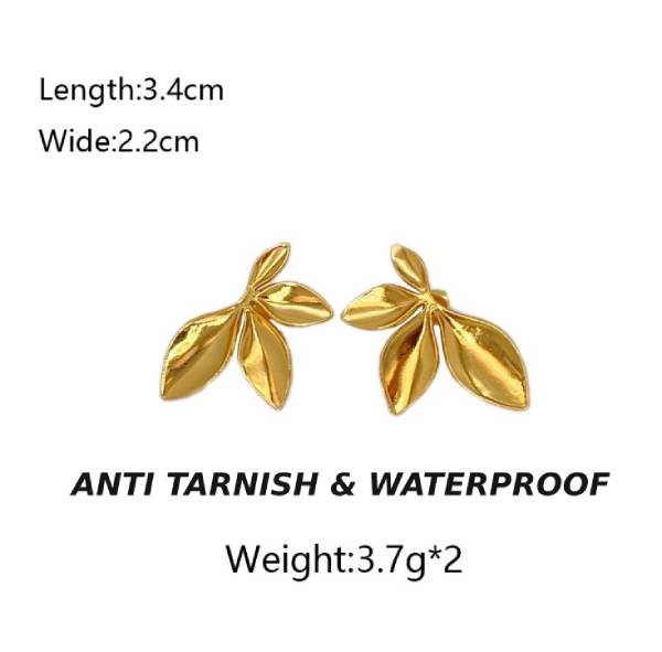 FLORAL LEAF ANTI TARNISH STUDS EARRINGS