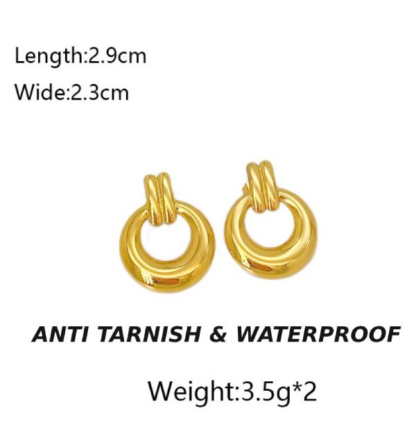 GOLD CIRCLE KNOT ANTI TARNISH STUDS EARRINGS