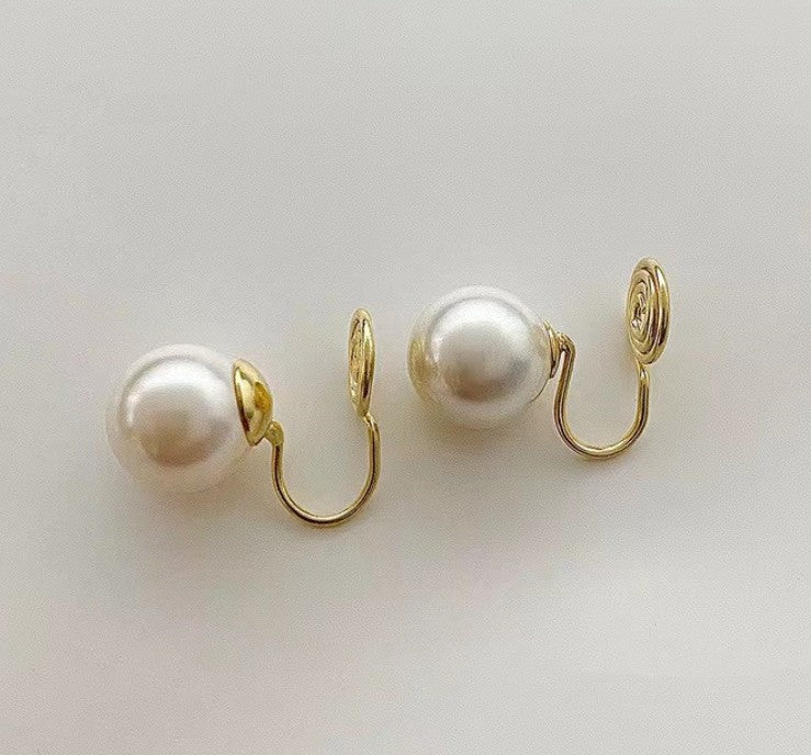 PEARL NON PIERCING TOPS KOREAN EARRINGS