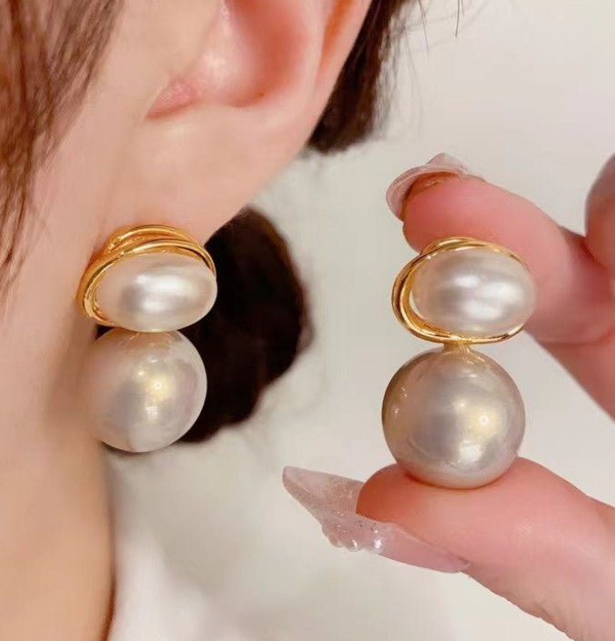 WHITE BIG PEARLS DROP KOREAN EARRINGS