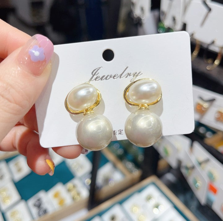 WHITE BIG PEARLS DROP KOREAN EARRINGS