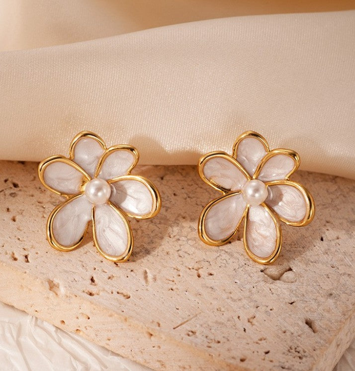 PEARLS FLOWER KOREAN EARRINGS