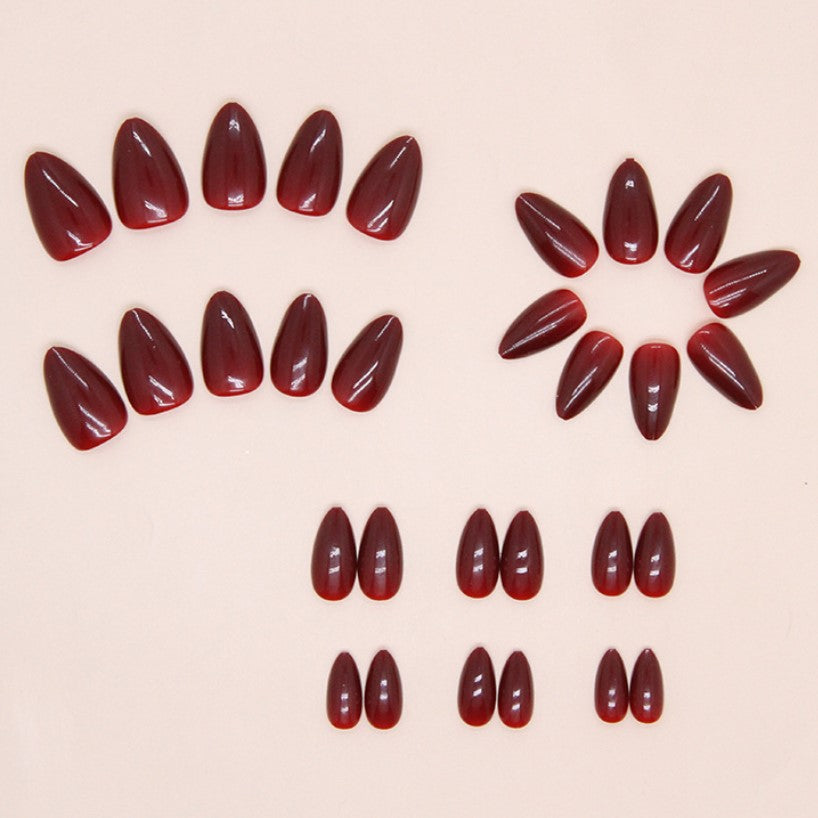 MEDIUM 30 PC ARTIFICIAL NAILS CHERRY RED W/ KIT