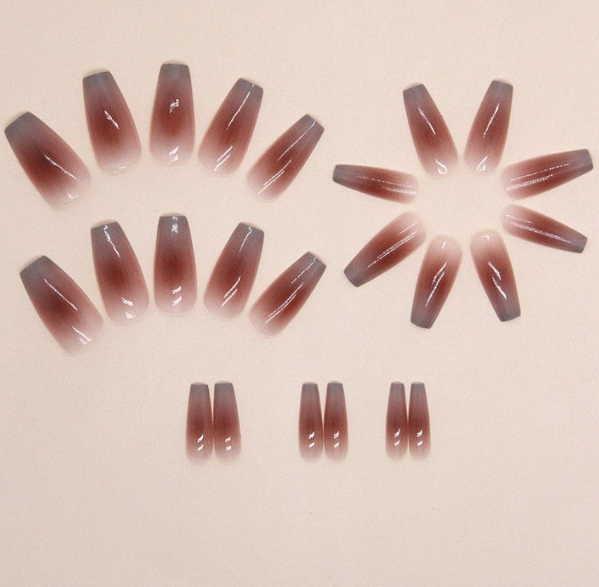 LONG 24 PC ARTIFICIAL NAILS ROSE RED W/ KIT