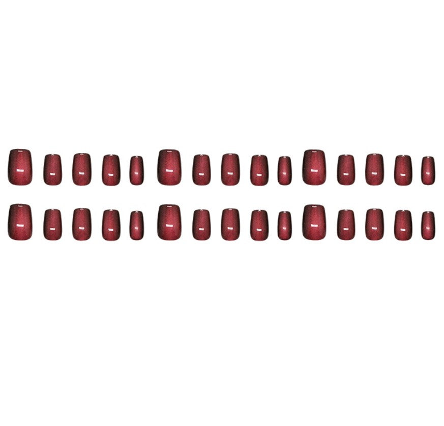 SHORT 30 PC ARTIFICIAL NAILS CAT EYE PURPLE W/ KIT