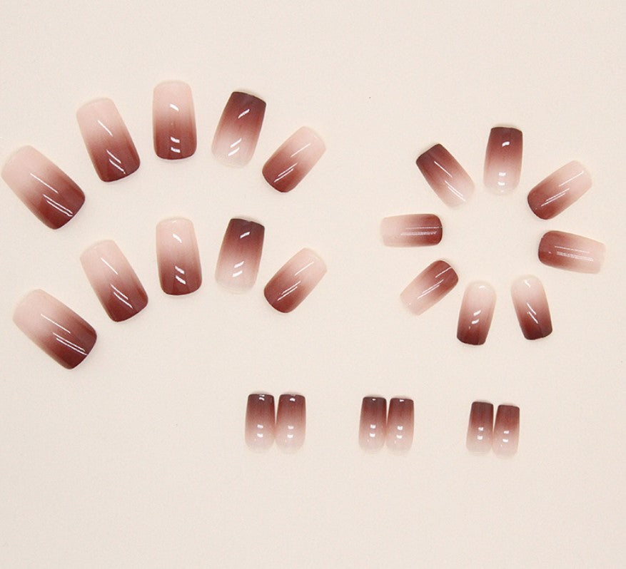 MEDIUM 24 PC ARTIFICIAL NAILS NUDE GRADIENT W/ KIT