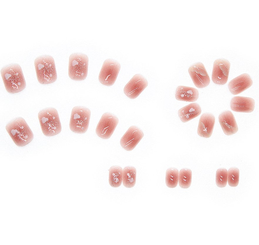 SHORT 24 PC ARTIFICIAL NAILS LIGHT PINK W/ KIT