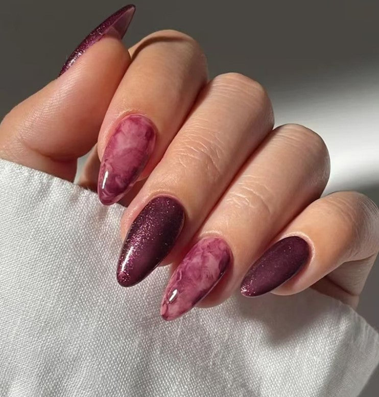 MEDIUM LONG 24 PC ARTIFICIAL NAILS PURPLE