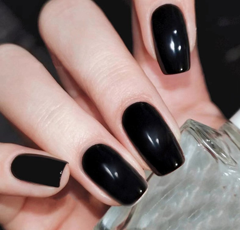 MEDIUM LONG 24 PC ARTIFICIAL NAILS BLACK