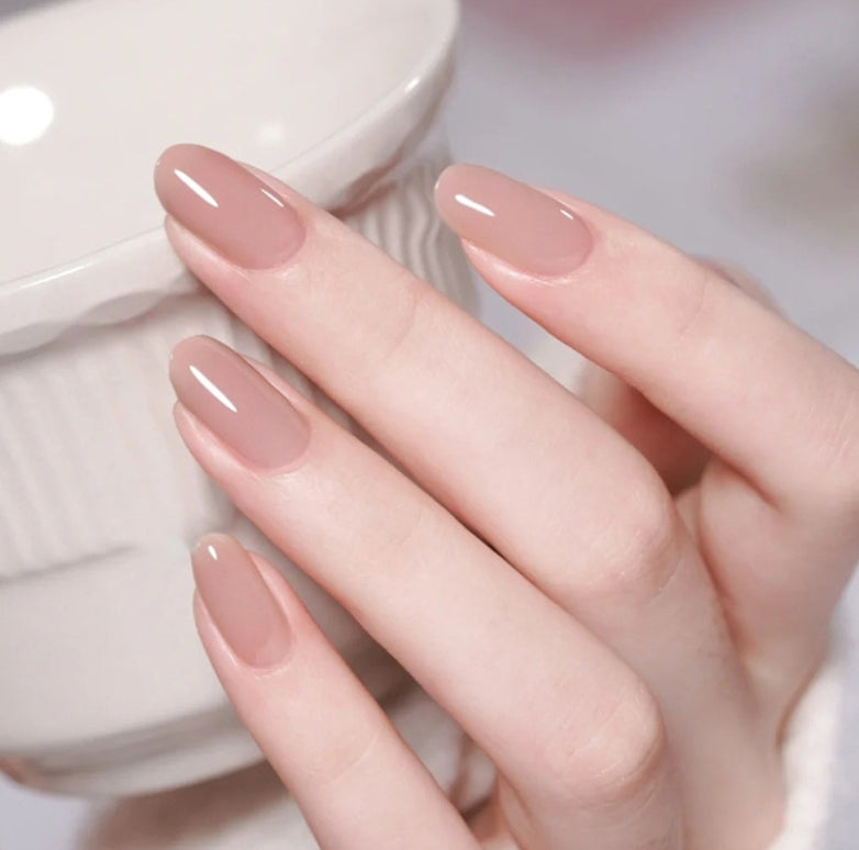MEDIUM 24 PC ARTIFICIAL NAILS NUDE BROWN