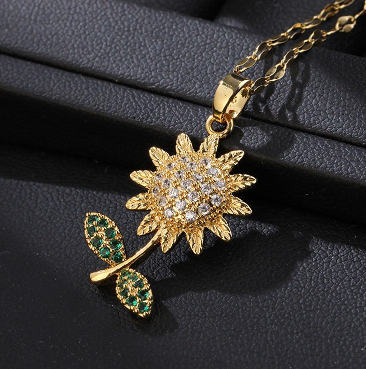 SUNFLOWER  ANTI TARNISH STAINLESS STEEL NECKLACE