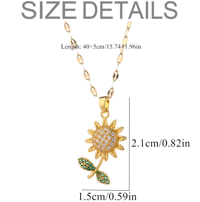 SUNFLOWER  ANTI TARNISH STAINLESS STEEL NECKLACE