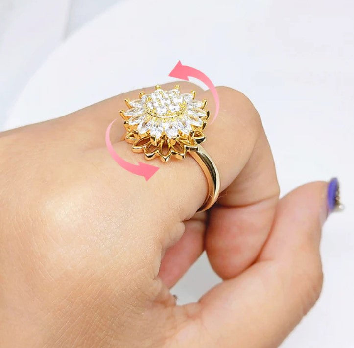 SUN FLOWER SPINNING ROTATING FINGER RING