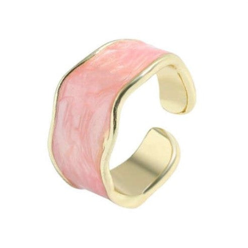 Geometric Wave Enamel Adjustable Ring