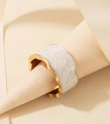 Geometric Wave Enamel Adjustable Ring