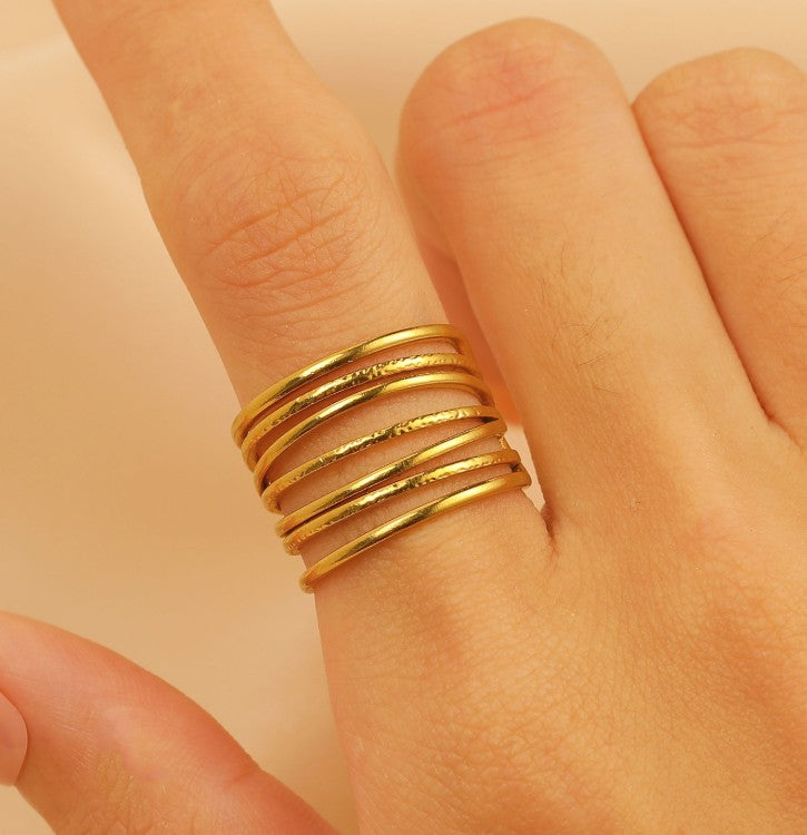 GOLD ANTI TARNISH ADJUSTABLE OPEN RING