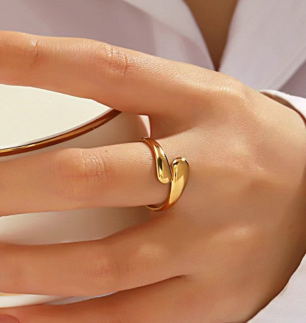 GOLD ANTI TARNISH ADJUSTABLE OPEN RING
