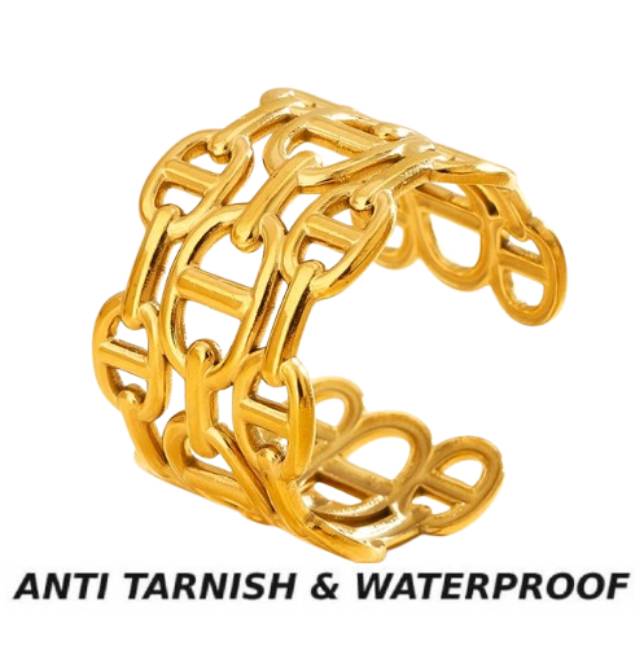 GOLD ANTI TARNISH ADJUSTABLE OPEN RING