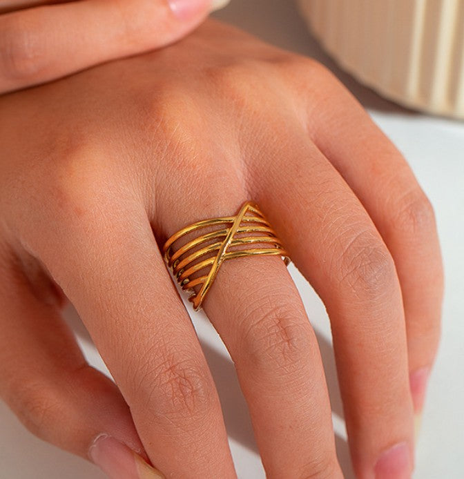 GOLD ANTI TARNISH ADJUSTABLE OPEN RING