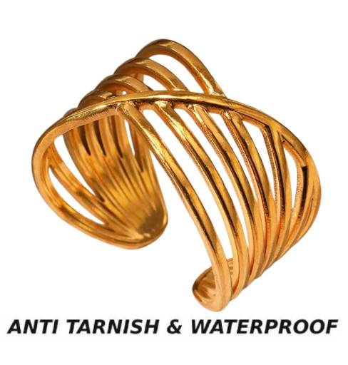 GOLD ANTI TARNISH ADJUSTABLE OPEN RING
