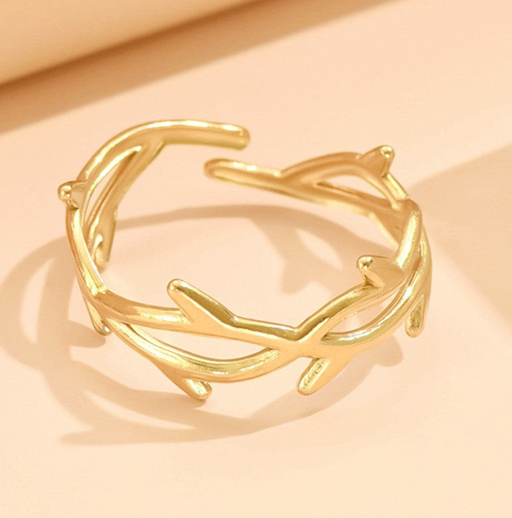 GOLD ANTI TARNISH ADJUSTABLE OPEN RING