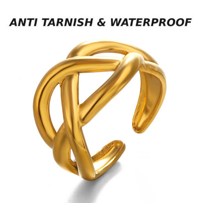 GOLD ANTI TARNISH ADJUSTABLE OPEN RING