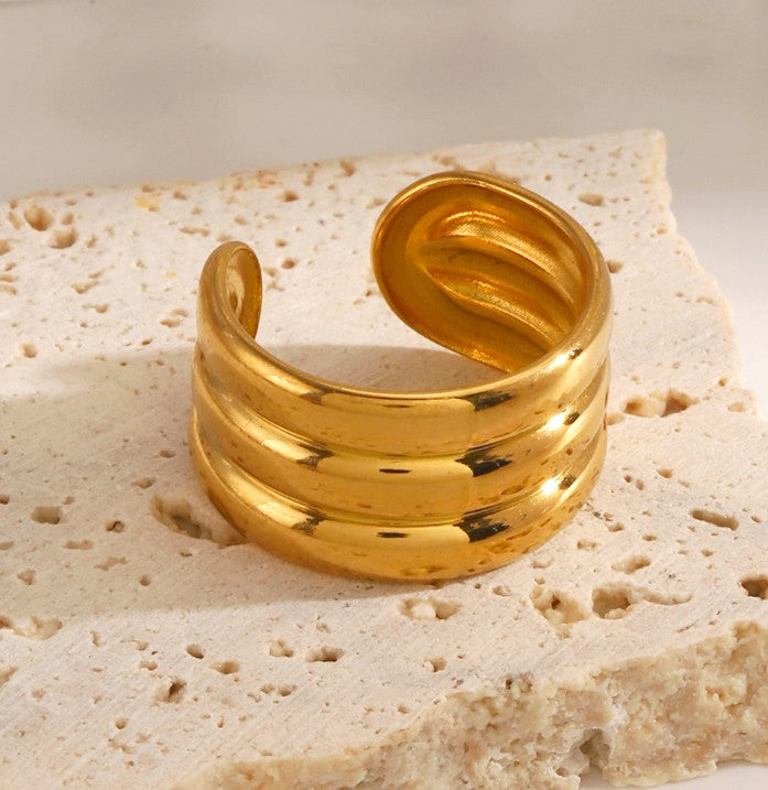 GOLD ANTI TARNISH ADJUSTABLE OPEN RING
