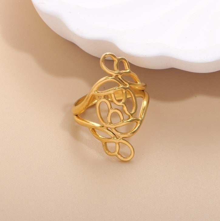 GOLD ANTI TARNISH ADJUSTABLE OPEN RING