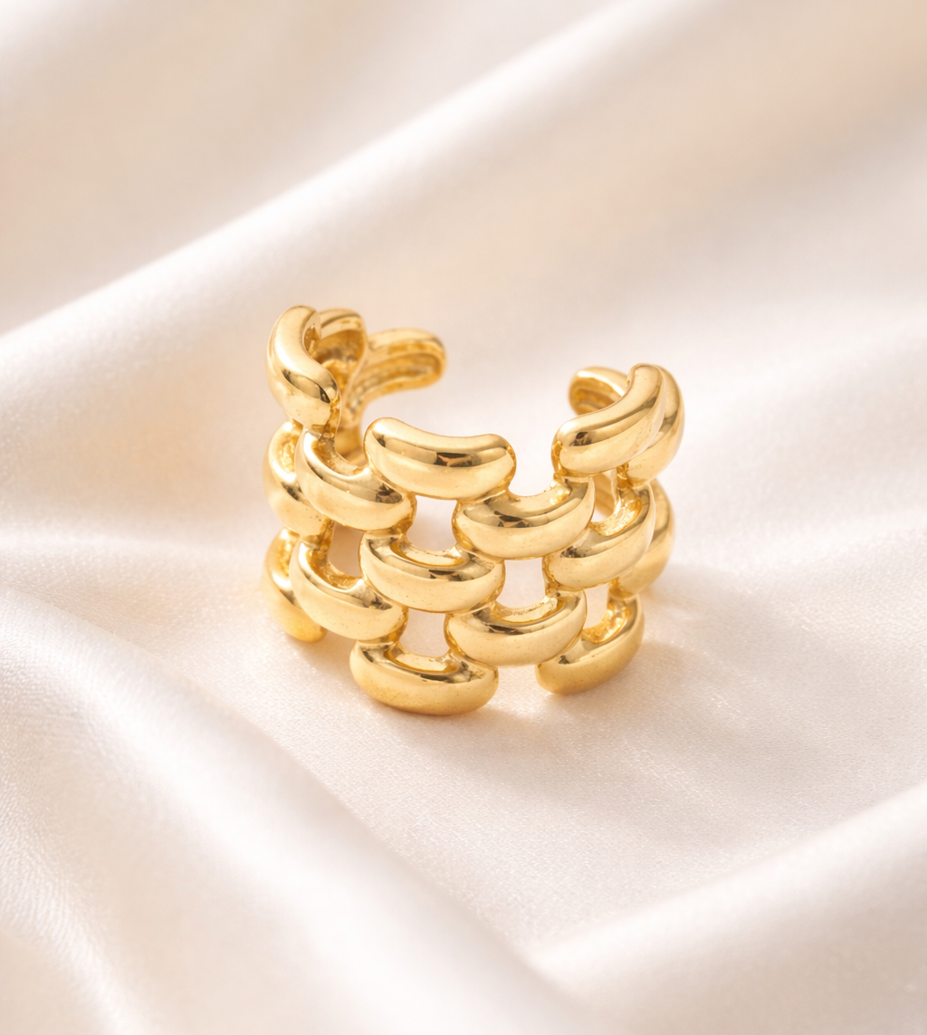 GOLD ANTI TARNISH ADJUSTABLE OPEN RING