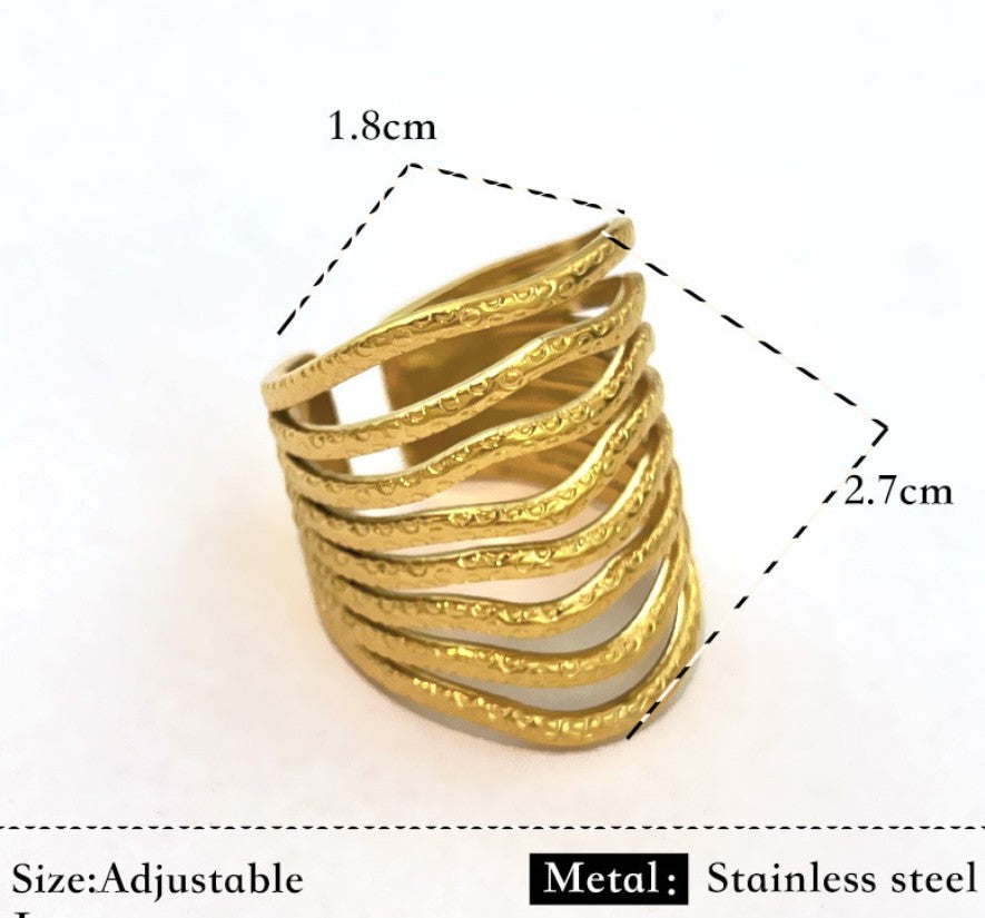 GOLD ANTI TARNISH ADJUSTABLE OPEN RING