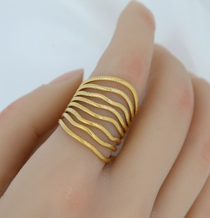 GOLD ANTI TARNISH ADJUSTABLE OPEN RING