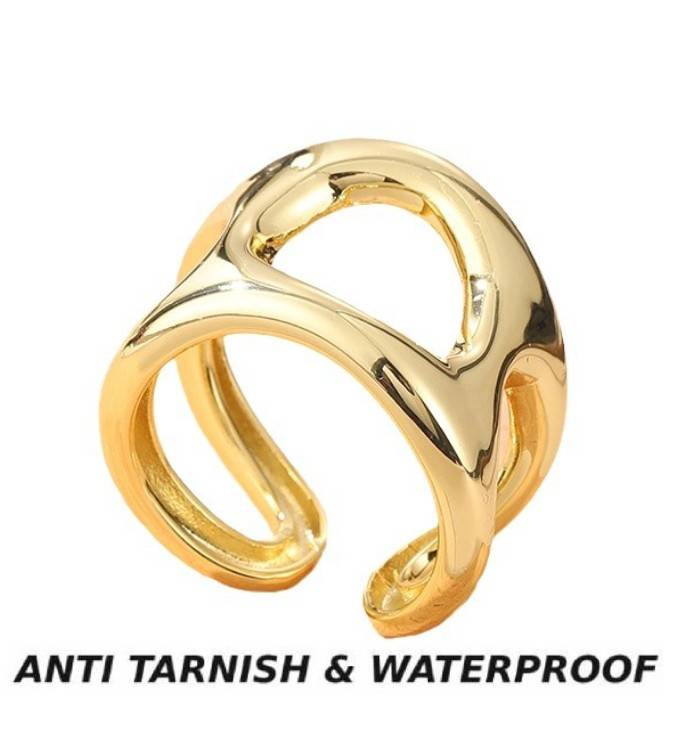 GOLD ANTI TARNISH ADJUSTABLE OPEN RING