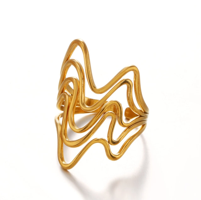 GOLD ANTI TARNISH ADJUSTABLE OPEN RING