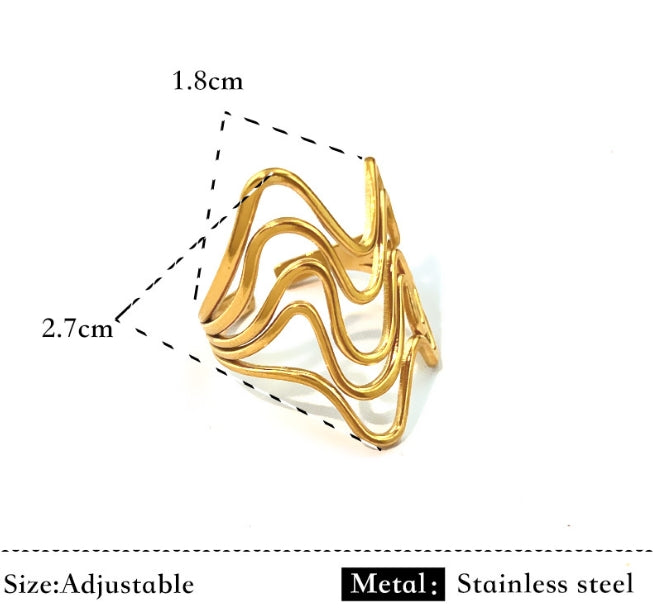 GOLD ANTI TARNISH ADJUSTABLE OPEN RING
