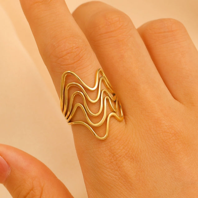 GOLD ANTI TARNISH ADJUSTABLE OPEN RING