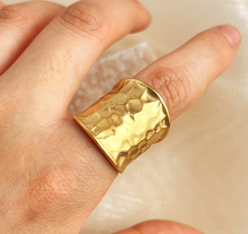 GOLD ANTI TARNISH ADJUSTABLE OPEN RING