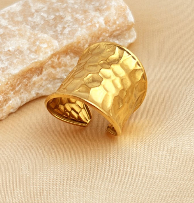 GOLD ANTI TARNISH ADJUSTABLE OPEN RING