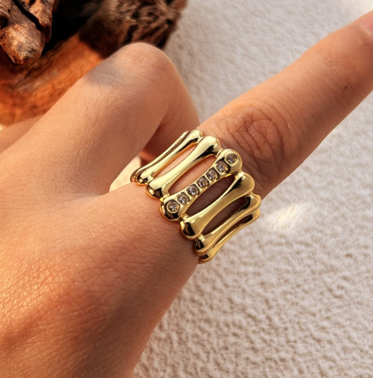 GOLD ANTI TARNISH ADJUSTABLE OPEN RING