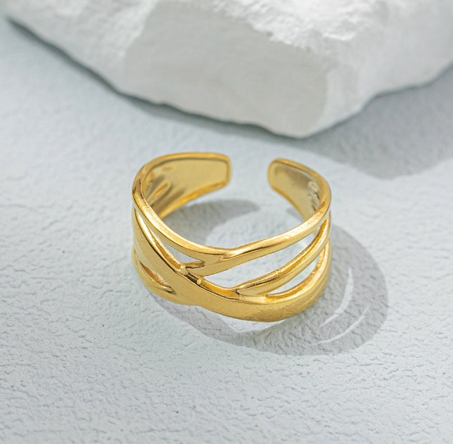 GOLD ANTI TARNISH ADJUSTABLE OPEN RING