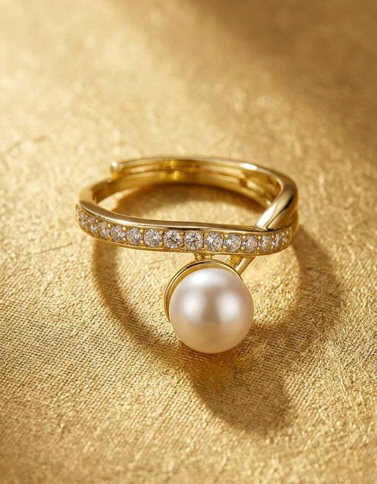 WHITE PEARL AD STONE CRYSTALS RINGS