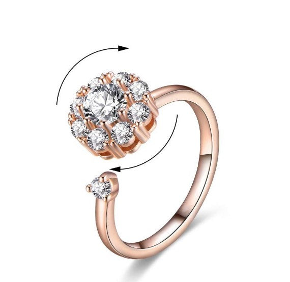 Spinning Zircon Crystal Rotating Finger Ring