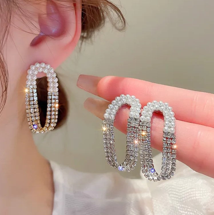 Pearl Zircon Drop Earring
